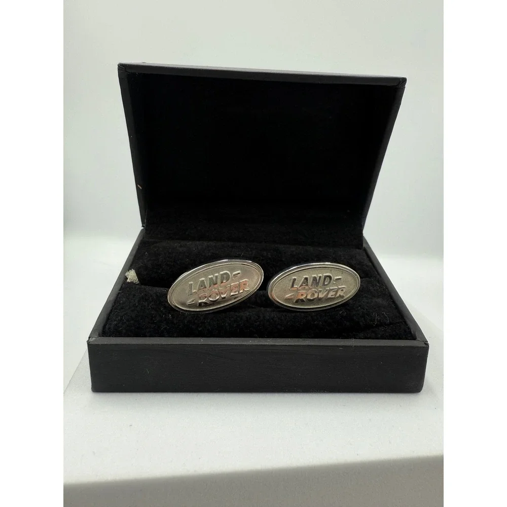 Land Rover Logo Cufflinks Silver Tone Oval Automotive Accessories with Box